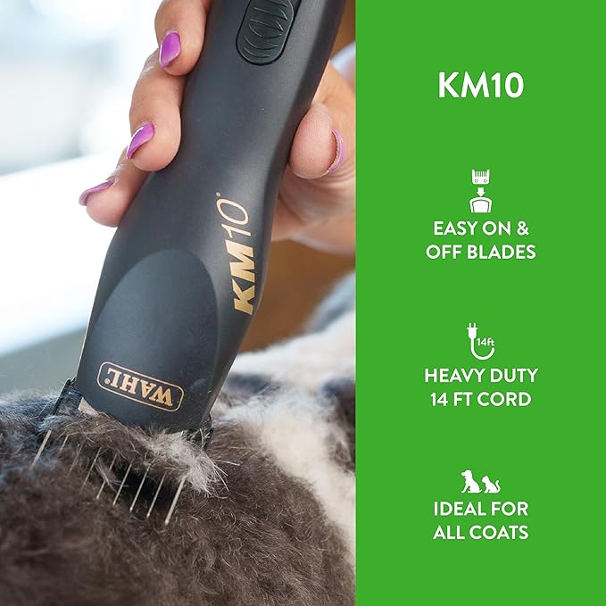 Wahl Professional Animal KM10 2-Speed Brushless Motor Pet, Dog, and Horse Clipper Kit - Black