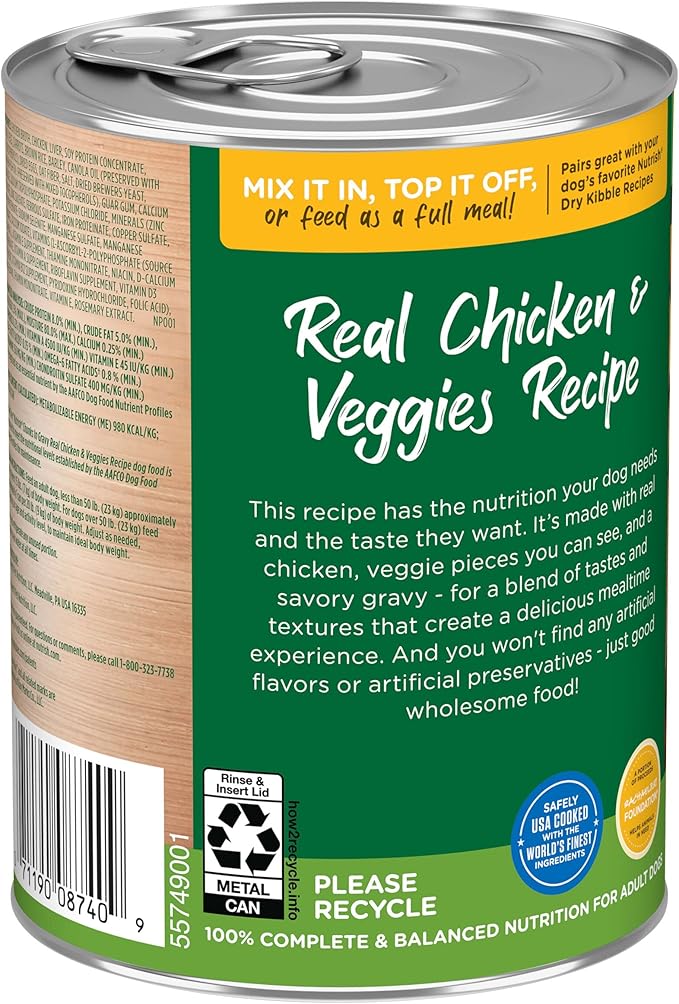 Nutrish Rachael Ray Chunks in Gravy Wet Dog Food Real Chicken & Veggies Recipe, 13 Ounce (Pack of 12)