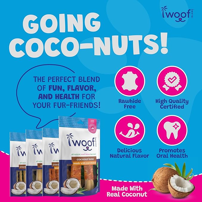 Coconut Dog Chews - Premium, All Natural Coconut Dog Treats - Healthy Puppy Treats & Vitamin Rich Rawhide Free Dog Chews - (Original)