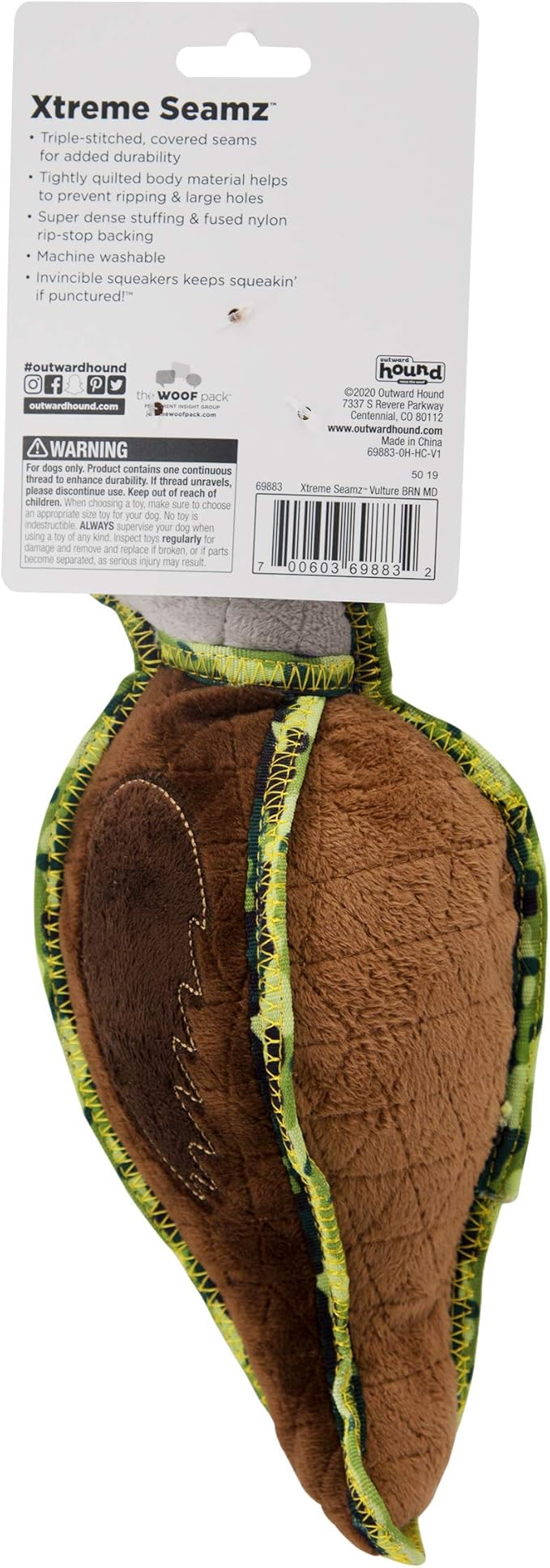 Outward Hound Xtreme Seamz Vulture Squeaky Dog Toy - Reinforced Dense Stuffing Plush Toy