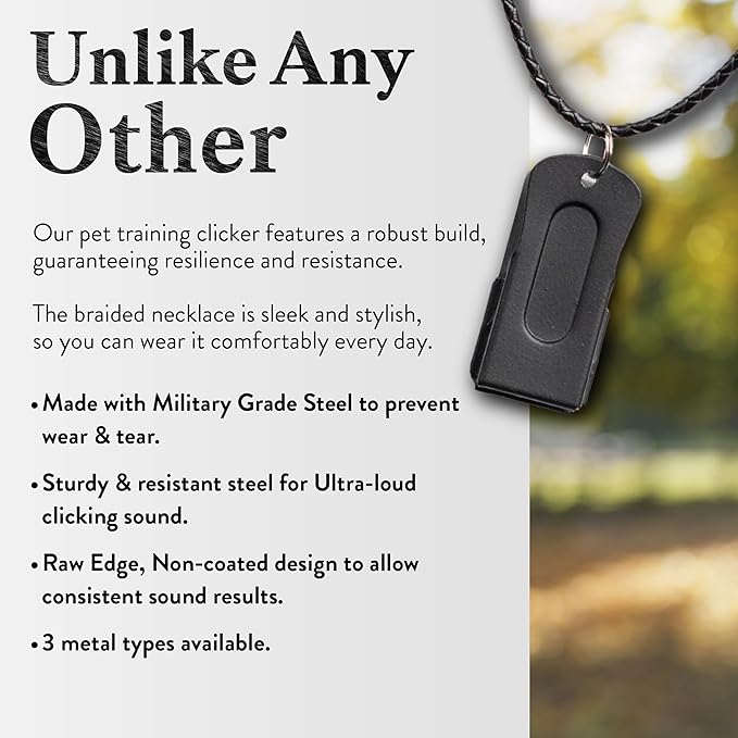 Black Dog Clicker with Necklace - Clickers for Pet Training - Dog Training & Behavior Aids Easy to Carry with You Anywhere - Teach Your Dog Tricks or Reward His Behavior