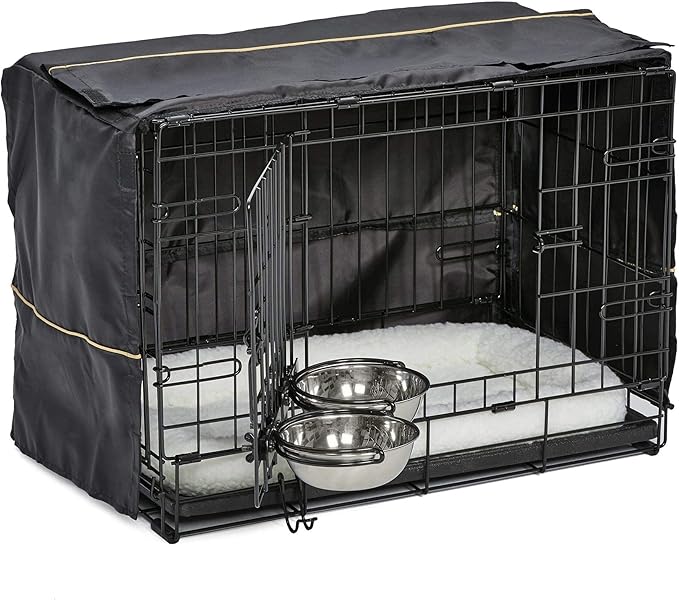 MidWest iCrate Starter Kit for X-Small Dogs - 22" Crate With Bed, Bowls & Cover For Pets Under 12 lbs
