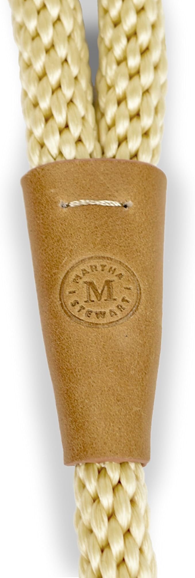 Martha Stewart Braided Rope & Leather Slip Lead for Dogs, Tan, 8'