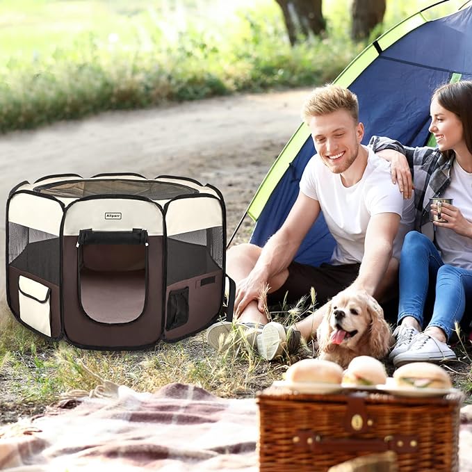 Portable Pet Playpen,Dog Playpen Foldable Pet Exercise Pen Tents for Dogs/Cats/Rabbits/Pets,Cat Playpen Indoor/Outdoor Travel Camping Use with Carry Case