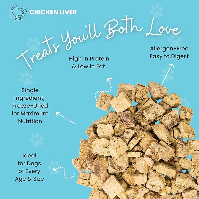 hotspot pets Freeze Dried Chicken Liver Treats for Cats & Dogs -1LB BIG BAG- Single Ingredient All Natural Grain-Free - Perfect for Training, Topper or Snack -Made in USA - (Chicken Liver)