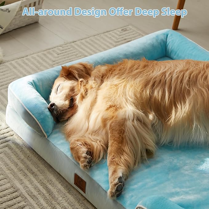WNPETHOME Waterproof Dog Beds for Jumber Dogs, Orthopedic XXLarge Dog Bed with Sides, Big Dog Couch Bed with Washable Removable Cover, Pet Bed Sofa with Non-Slip Foam for Sleeping
