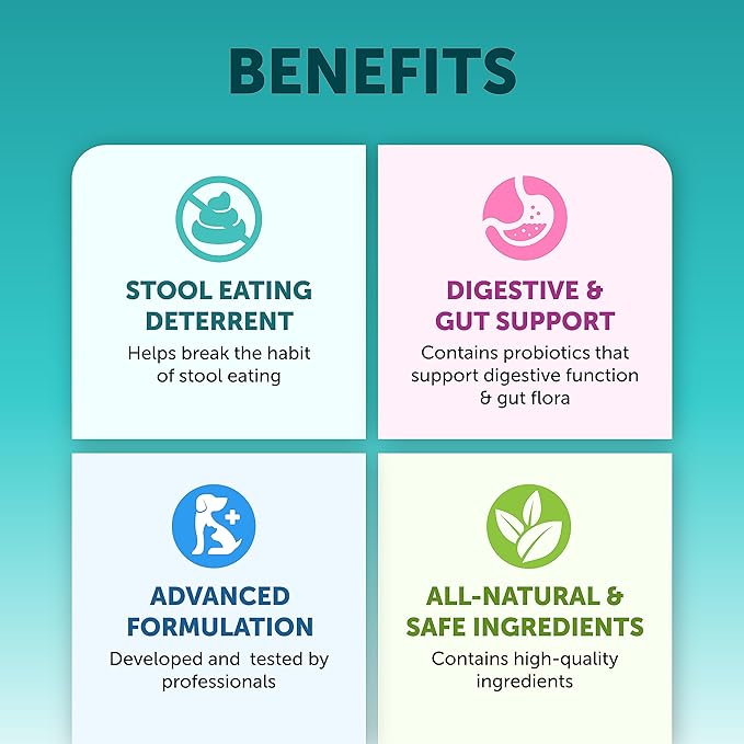 No Poo Chews for Dogs - No Poop Eating for Dogs - Dog Probiotics and Digestive Enzymes - Dog Bad Breath Aid for All Breeds - Dog Digestive Support and Gut Health - 180 Soft Chewables
