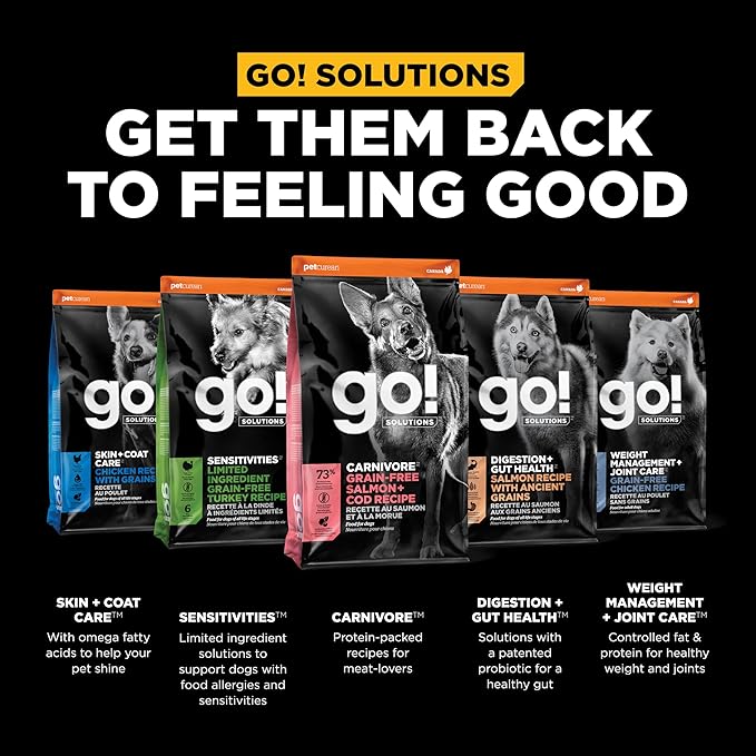GO! SOLUTIONS Carnivore Protein Rich Dry Dog Food - Grain Free Salmon and Cod Recipe - Complete & Balanced Nutrition for All Life Stages, 3.5 lbs