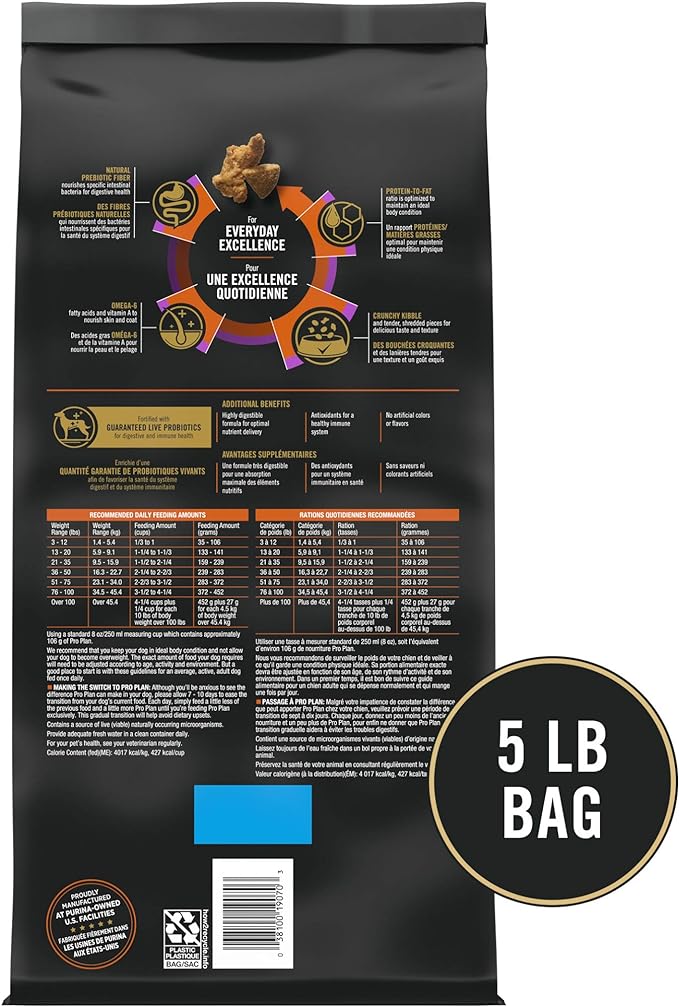 Purina Pro Plan High Protein Dry Dog Food, COMPLETE ESSENTIALS Shredded Blend Turkey & Rice - 5 lb. Bag