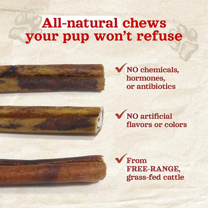 Natural Farm Bully Sticks Stuffed Collagen Sticks for Dogs (12 Inch, 12-Pack), Rawhide-Free Collagen Sticks, Natural Dog Chews, Long Lasting, Small, Medium and Large Dogs, Great Rawhide Alternative