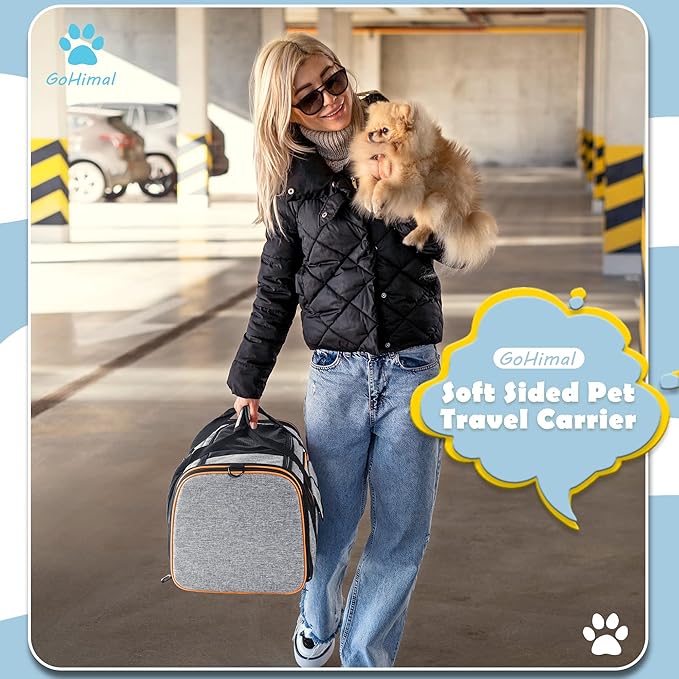 Pet Carrier Airline Approved Pet Carrier,4 Sides Expandable Cat Carrier Bag Large Soft Sided Pet Travel Carrier Dog Carrier Backpack with Remove Fleece Pad (Large, Orange)