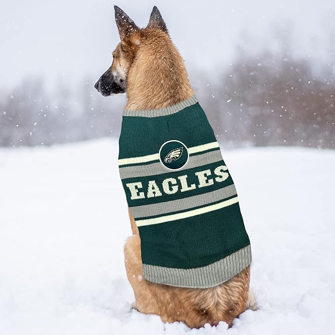 Pets First NFL Philadelphia Eagles Dog Sweater, Size Extra Large. Warm and Cozy Knit Pet Sweater with NFL Team Logo, Best Puppy Sweater for Large and Small Dogs, Team Color (PHL-4179-XL)