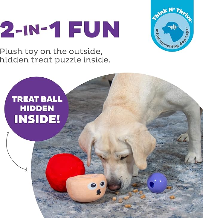 Outward Hound Nina Ottosson Snack Palz Interactive Plush Dog Puzzle with Treat Ball Dog Enrichment Toys Stuffable Dog Toy, Plush, Multicolored