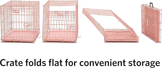 MidWest Homes for Pets iCrate Dog Crate Starter Kit, 24-Inch Dog Crate Kit Ideal for Small Dog Breeds ( uo to 25 pounds) Includes Dog Crate, Pet Bed, 2 Dog Bowls & Dog Crate Cover (Pink), 1524PK-KIT