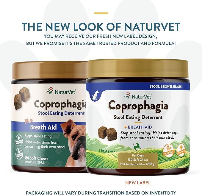 NaturVet – Coprophagia Stool Eating Deterrent – Deters Dogs from Consuming Stool – No Poop Eating for Dogs - Enhanced with Breath Aid Freshener, Enzymes & Probiotics – 130 Soft Chews