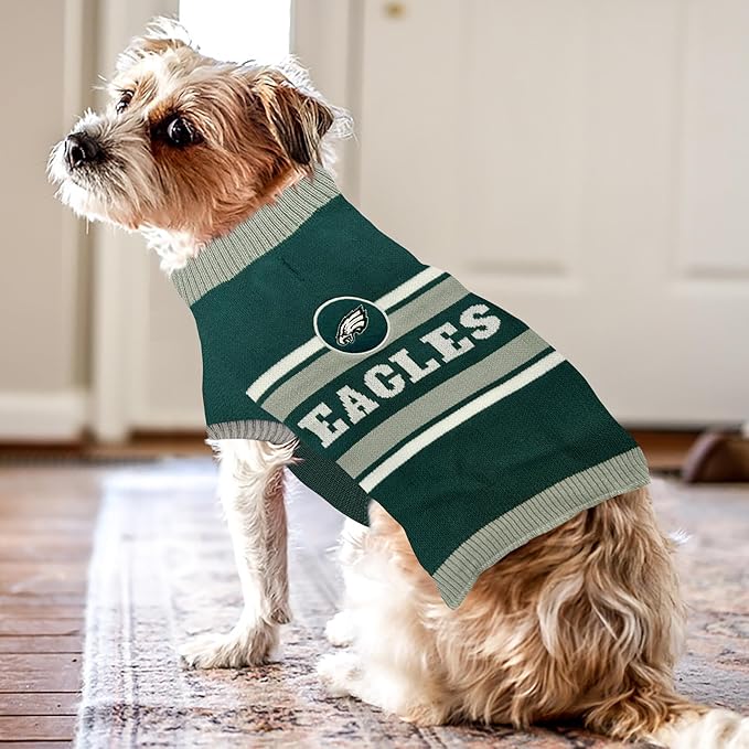Pets First NFL Philadelphia Eagles Dog Sweater, Size Extra Large. Warm and Cozy Knit Pet Sweater with NFL Team Logo, Best Puppy Sweater for Large and Small Dogs, Team Color (PHL-4179-XL)