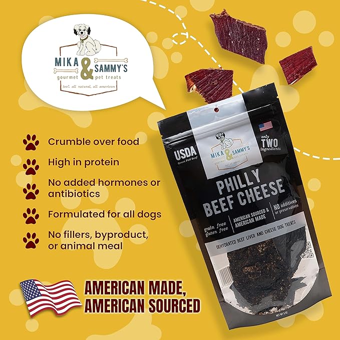 Mika & Sammy's Gourmet Beef Liver Jerky Dog Treats Made in The USA. (Beef Cheese 5 oz)