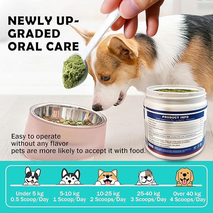 Dog Teeth Cleaning Powder-Dog Dental Care and Bad Breath Treatment, Plaque Removal Herbal Dental Powder for Healthy Teeth & Gums for All Dogs
