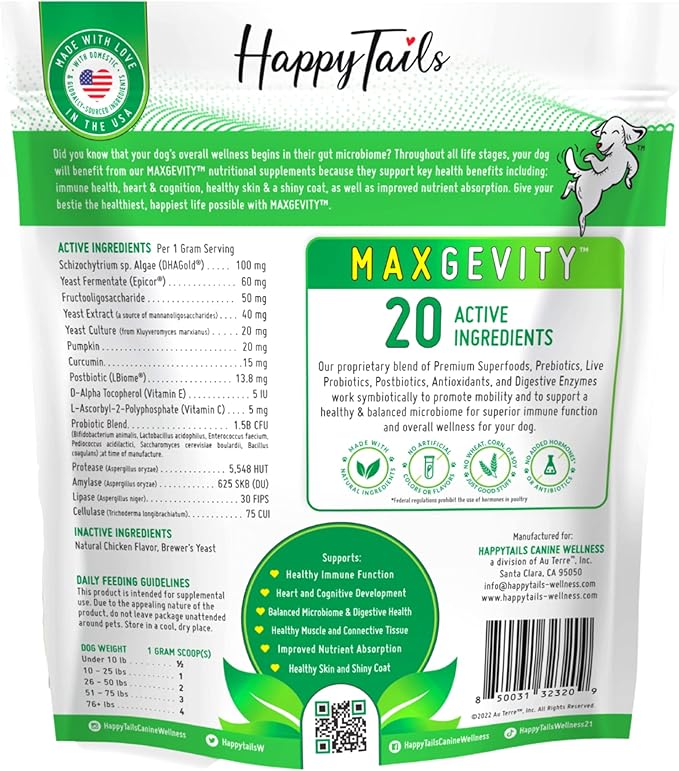MAXGEVITY Digestive and Immune Support Meal Topper with Superfoods, Live Probiotics, Pre & Postbiotics, Digestive Enzymes, and Antioxidants, Up to 90-Day Supply