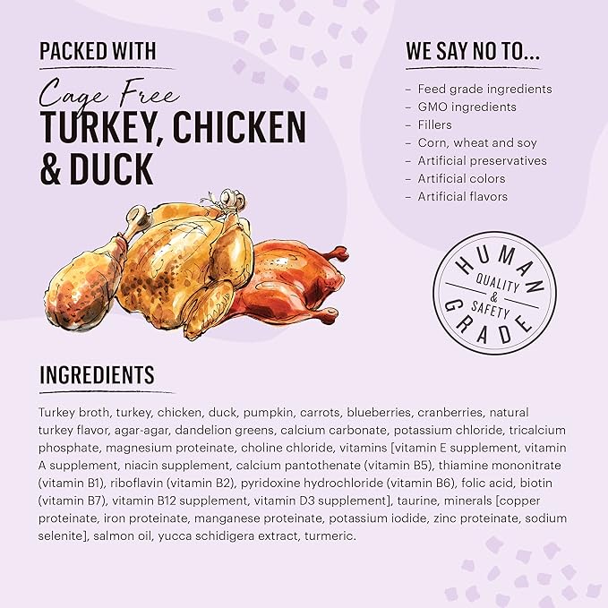 The Honest Kitchen Grain Free Minced Turkey, Chicken & Duck in Bone Broth Gravy Wet Cat Food, 2.8 oz x12