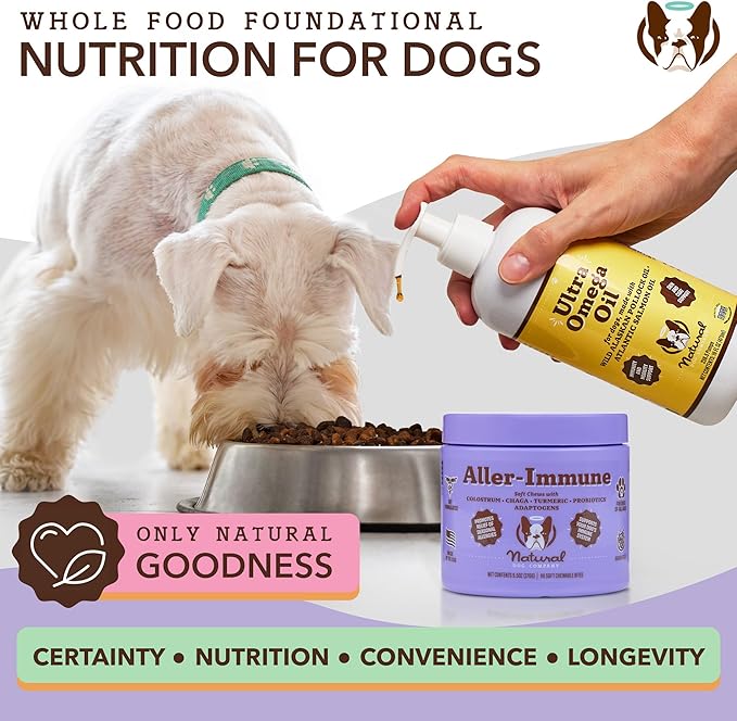 Natural Dog Company Aller-Immune Chews (90 Pieces), Turkey Flavor, with Canine-Specific Probiotics, Allergy Immune Supplement for Dogs of All Ages, Sizes & Breeds, Boosts Immune System, Antioxidant
