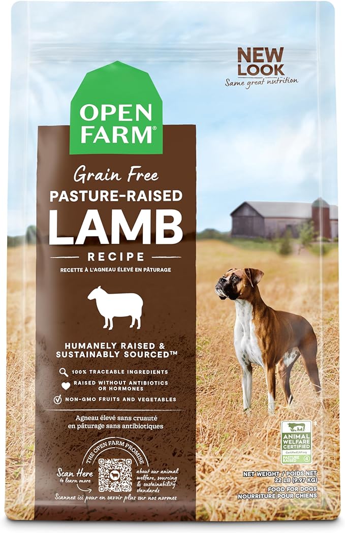 Open Farm Pasture-Raised Lamb Grain-Free Dry Dog Food, New Zealand Lamb Recipe with Non-GMO Superfoods and No Artificial Flavors or Preservatives, 22 lbs