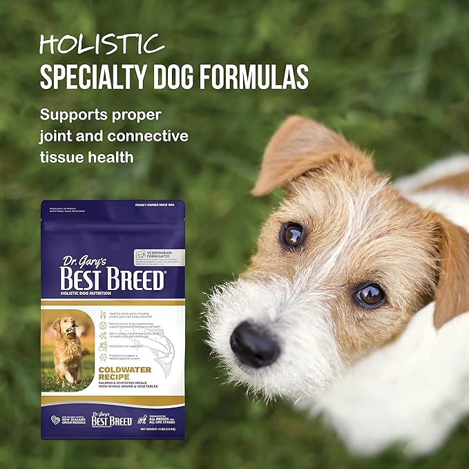 Best Breed Dr. Gary's Coldwater Recipe Slow-Cooked in USA, Natural Dry Dog Food for All Breeds and Sizes, 13lbs.