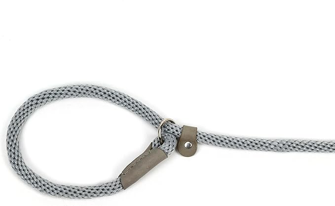 Martha Stewart Braided Rope & Leather Slip Lead for Dogs, Grey, 6'