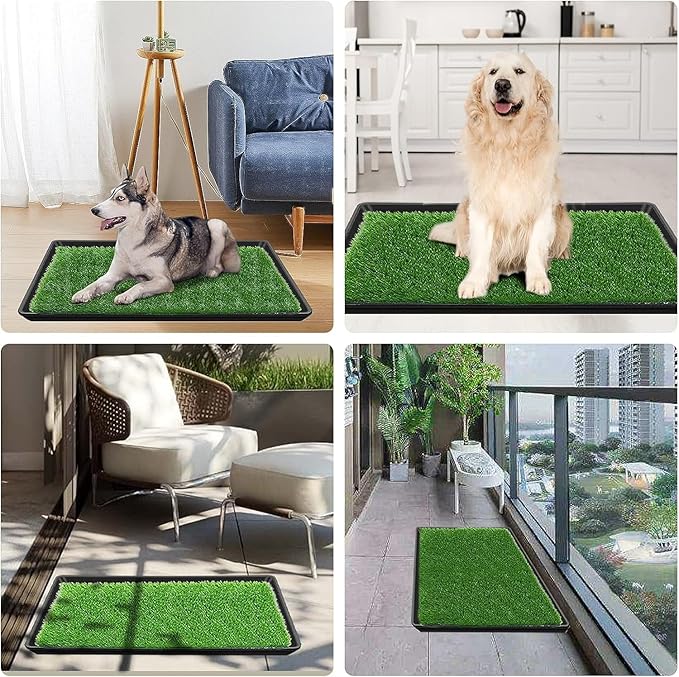 28.7 x 19.6In Dog Grass Pad with Tray Pet Potty Fake Grass Training Mat Artificial Grass for Dogs with Tray on Indoor and Outdoor