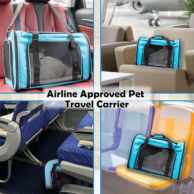 Dog Cat Carrier Pet Carriers for Small Medium Large Cats Dogs Carrier Soft Sided Small Puppy Dog Carrier Portable Foldable Airline Approved Dog Cat Travel Carrier Blue Large