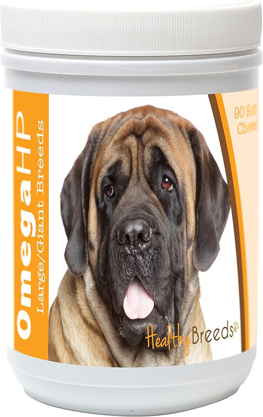 Healthy Breeds Mastiff Omega HP Fatty Acid Skin and Coat Support Soft Chews 90 Count