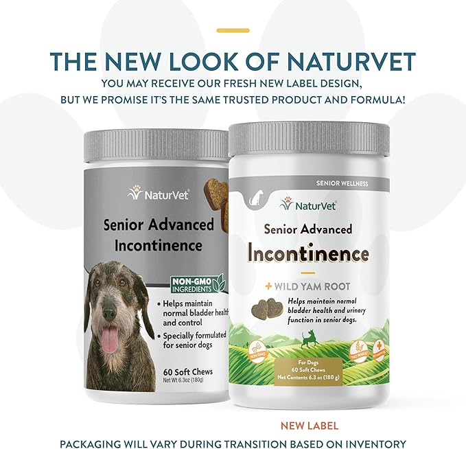 NaturVet Senior Advanced Incontinence Dog Supplement – Helps Support Dog’s Bladder Control, Normal Urination – Includes Synergistic Blend of Botanicals – 60 Ct. Soft Chews