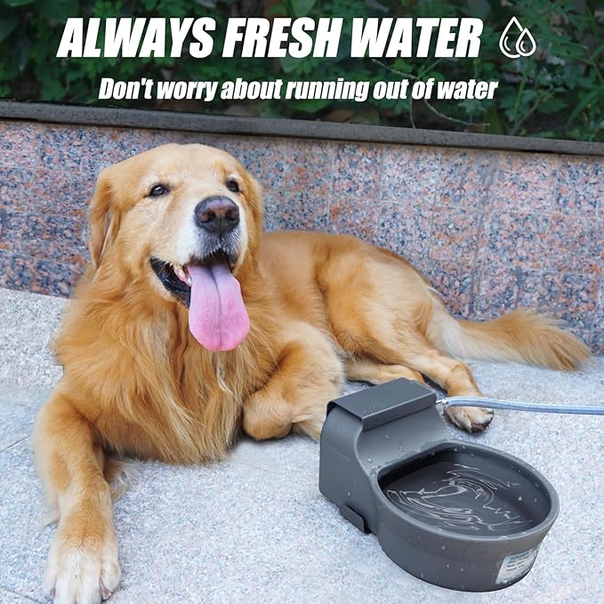 Automatic Water Bowl for Dogs, Patented 2L Dog Water Bowl Dispenser, Automatic Dog Waterer Fit 3/4'' GHT Faucet, Fit Water Pipe, Copper Connector Outdoor Dog Water Bowl for Chicken Livestock Animal
