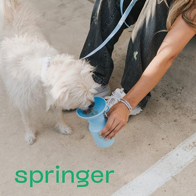 Springer Dog Water Bottle | Portable Travel Water Bottle Dispenser for Dogs - As Seen on Shark Tank | Patented, Leak-Proof Bottles Fill Bowl with Water - Ideal for Walking | BPA-Free 15oz Lilac