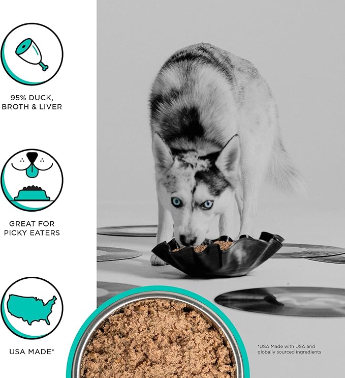 BIXBI Rawbble Grain-Free Canned Wet Dog Food, Duck Recipe, 12.5 oz. Cans (Pack of 12)