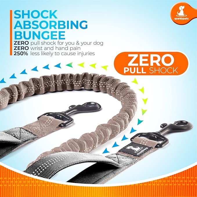 SparklyPets Hands Free Dog Leash with Reflective Stitches – Waist Leash for Dog Walking, Training & Jogging – Running Leash Hands Free for Medium & Large Dogs