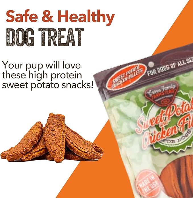 Gaines Family Farmstead Sweet Potato & Chicken Fillets for Dogs, All-Natural, Grain-Free, Healthy Dog Treats for All Ages & Breeds, Made in USA, 8 oz