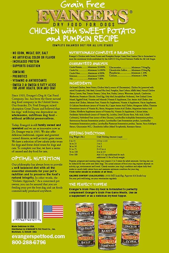 Evanger's Grain-Free Chicken with Sweet Potato & Pumpkin Dry Dog Food