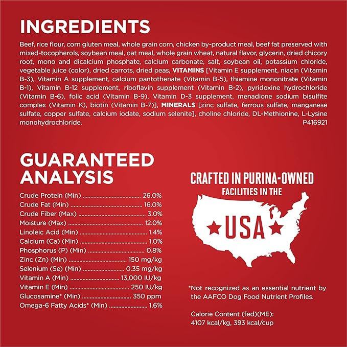 Purina ONE Small Bites Beef and Rice Formula Small High Protein Dry Dog Food Natural With Added Vitamins, Minerals and Nutrients - 16.5 lb. Bag