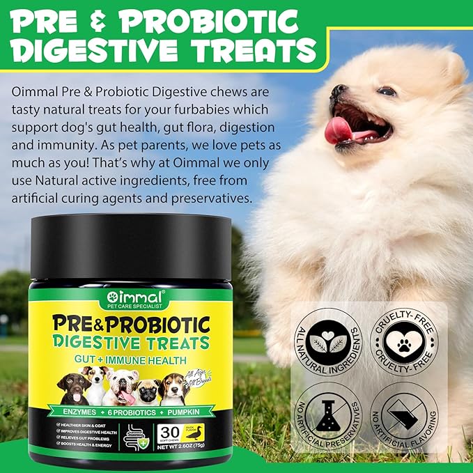 Probiotics for Dogs,Dog Probiotics for Digestive Enzymes, Gut Health,Itchy Skin, Allergies, Yeast Balance,Probiotics Chew for Dogs,Dog Probiotics for Small, Medium and Large Dogs, 30 Count,Duck Flavor