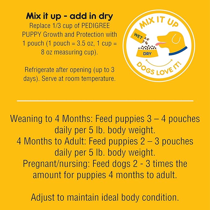 PEDIGREE PUPPY Soft Wet Dog Food Morsels in Sauce With Chicken, 3.5 oz Pouches, 16 Pack