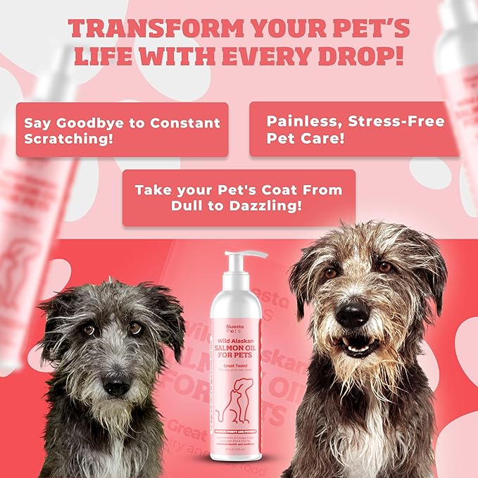 Pets 2-Pack Wild Alaskan Salmon Oil Blend for Dogs & Cats | Omega-3 Boost & Shed Defense | Enhances Coat & Skin, Allergy & Dandruff Relief | Coat Support and Treatment - 20 Fl Oz Total