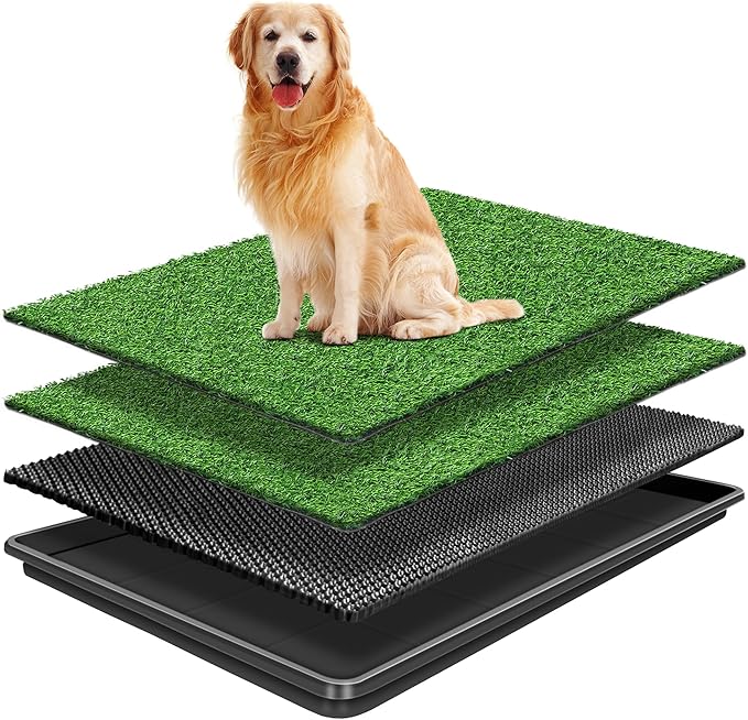 35 x 24In Dog Grass Pad with Tray Pet Potty Fake Grass Training Mat Artificial Grass for Dogs with tray on Indoor and Outdoor