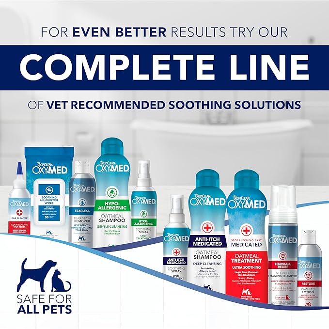 TropiClean Oxymed Cat & Dog Ear Cleaner Solution - Preventative Ear Infection Treatment For Dogs & Cats 4 Ounce