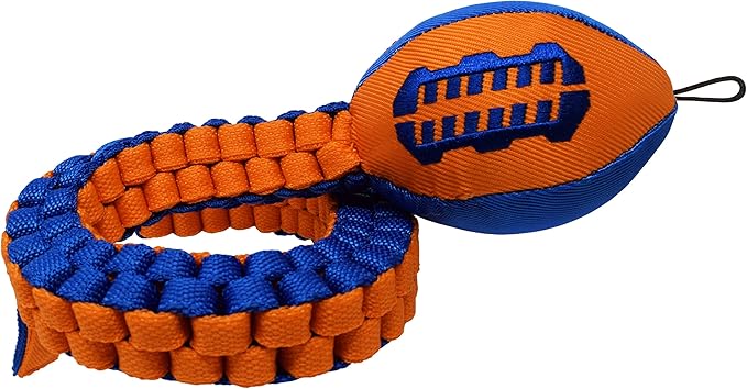 Nerf Dog Vortex Chain Tug Dog Toy with Squeaker Football Head, Lightweight, Durable, Water Resistant, 30 Inches, For Medium to Extra-Large Breeds, Single Unit (3474)