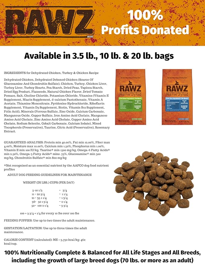 Rawz Meal Free Dry Dog Food (20 Pound (Pack of 1), Chicken & Salmon & Whitefish)
