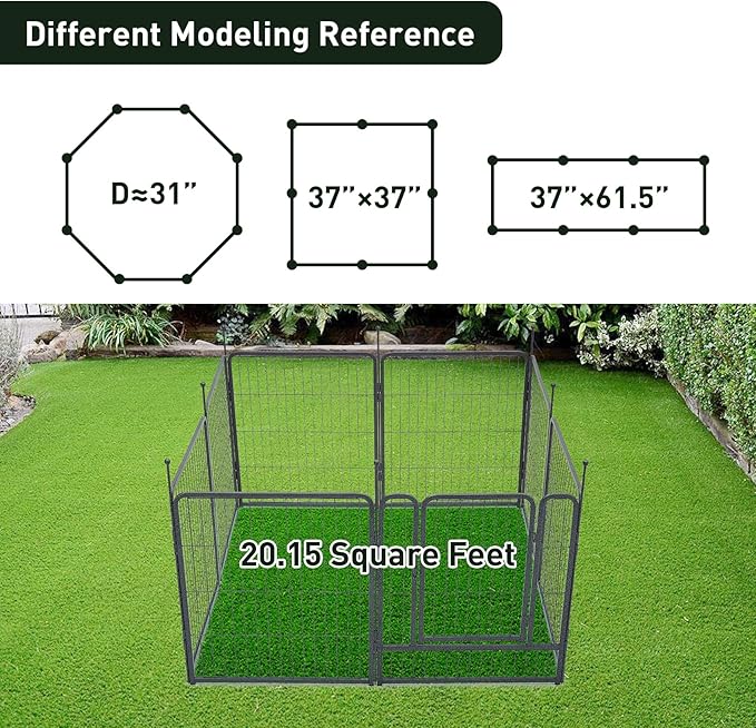 mestyl Dog Playpen, 32" Height 8 Panels Outdoor Pet Play Pen, Big Dog Exercise Play Pen for large/Medium/Small Dogs, Foldable Puppy Pen for Indoor, Camping, RV, Anti-Rust Paint Finish, Quick Install