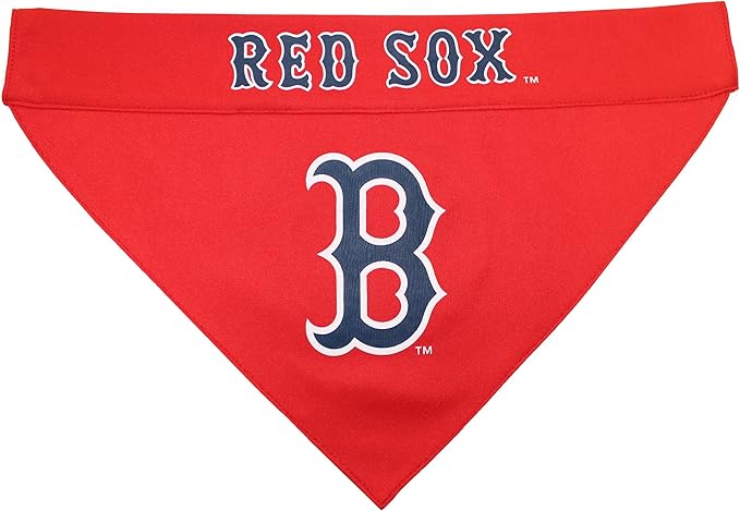 Pets First MLB Boston RED SOX Reversible Bandana Size XX-Large for Dogs & Cats. 2 Sided Sports Bandana,Premium Embroidery Team Logo, All MLB Teams Available
