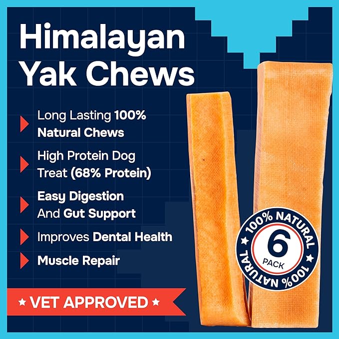 100% Natural Yak Cheese Himalayan Dog Chews for All Breeds - Lactose Free Yak Chews for Small, Medium & Large Dogs - Dental Cleaning Dog Chews for Aggressive Chewers - Long Lasting Odor & Gluten Free