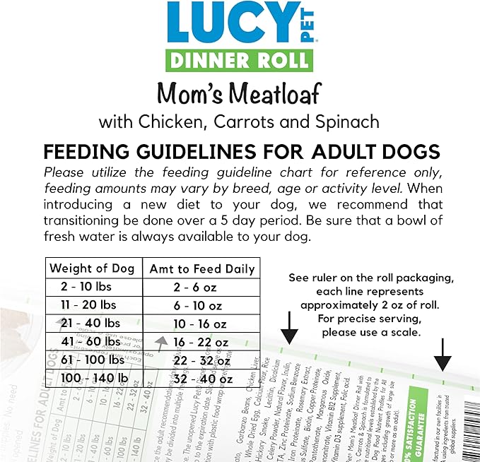 Lucy Pet Dinner Rolls-Mom's Meatloaf Chicken with Carrots and Spinach 4lb